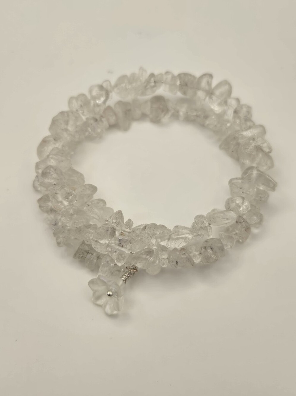 Clear Quartz Chip Memory Wire Bracelet - Women Jewelry